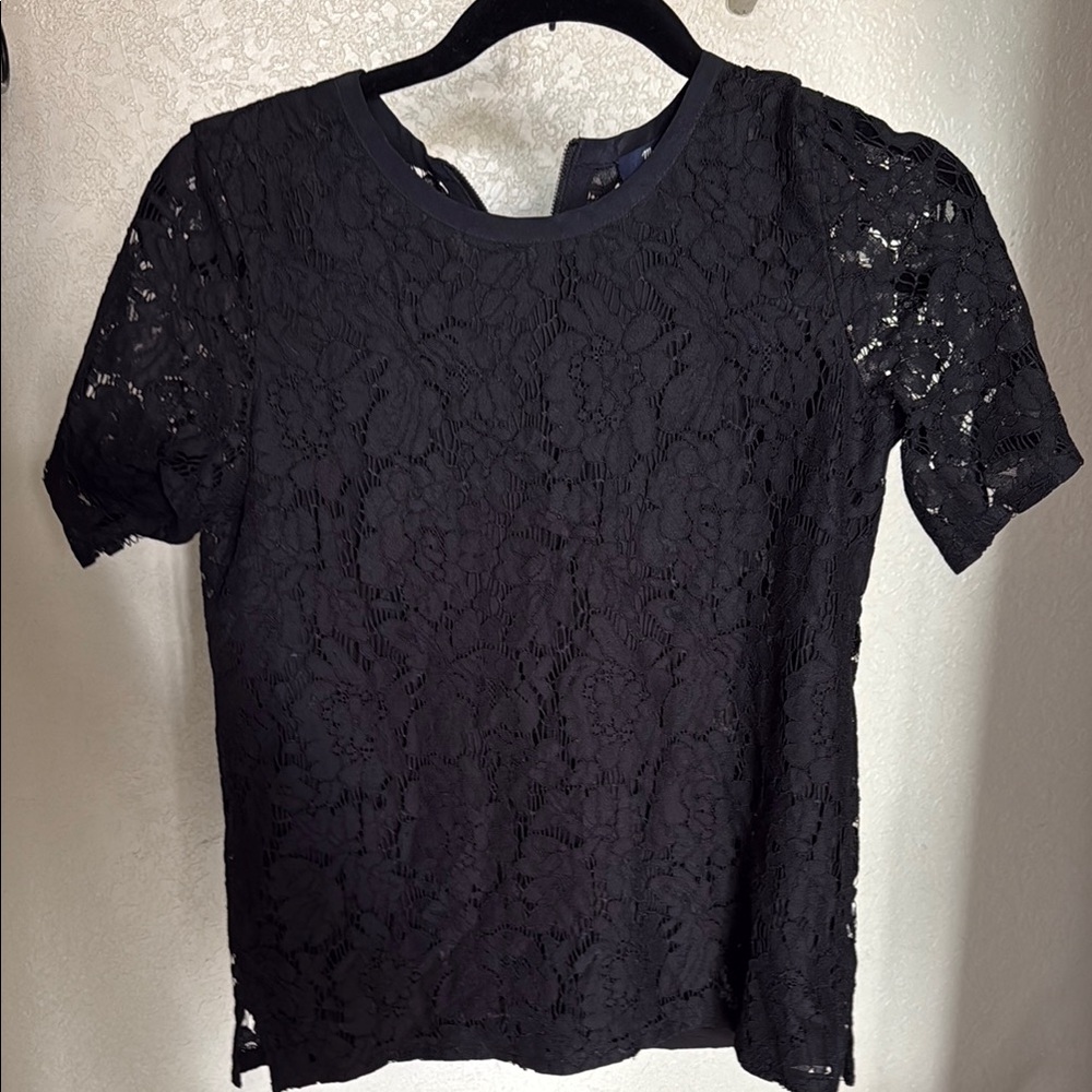 Madewell Black Lace Top